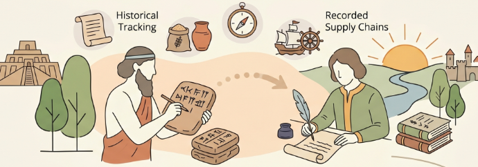 The invention of writing allowed merchants to document transactions on clay tablets and parchment. This crucial step introduced historical tracking, basic accountability, and the first recorded supply chains.